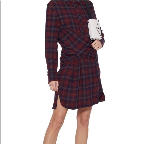 NWT Rag & Bone Felicity Dress Wool Plaid Wrap - Picture 2 of 8